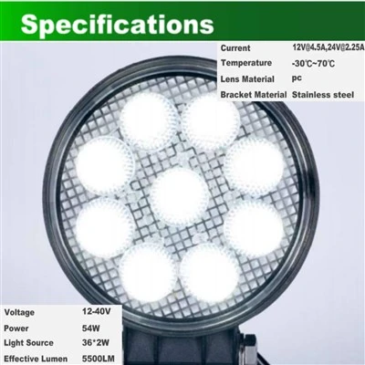 Hot Sale 55W LED Work Light For Compact Off-Road Equipment IP68K Waterproof Auto Exterior Lighting high quality