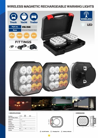 Rechargeable Amber LED Magnetic Truck Warning Light With Wireless Flashing